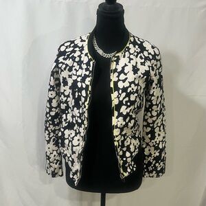 Elegant Black and White Floral Bomber Jacket